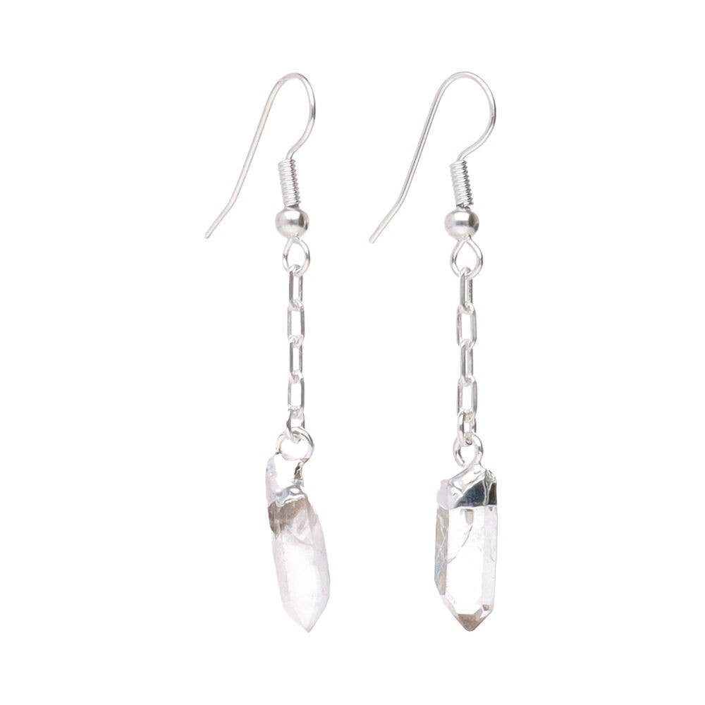 Long earrings with quartz tip