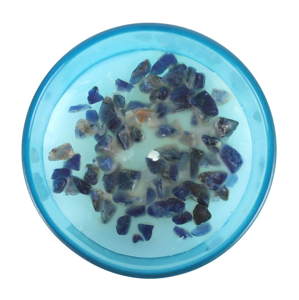 Throat Chakra Blueberry Crystal Chip Candle