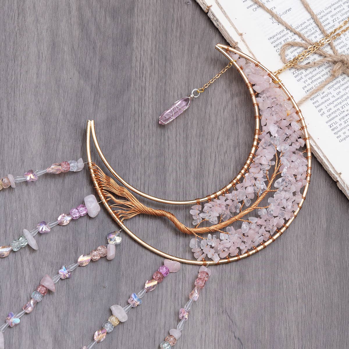 60cm Drømmefanger med krystaller