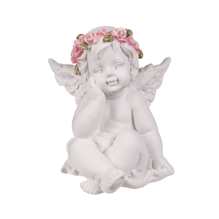 Englefigur med Rosa Rosenkrans