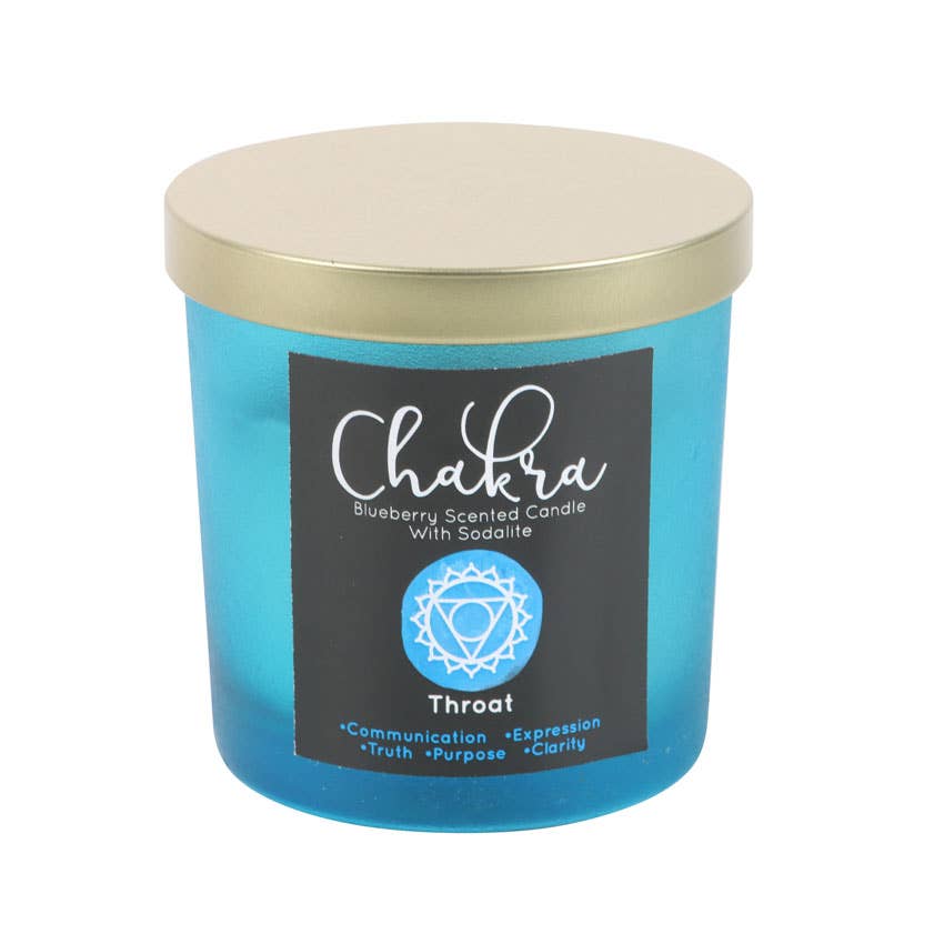 Throat Chakra Blueberry Crystal Chip Candle