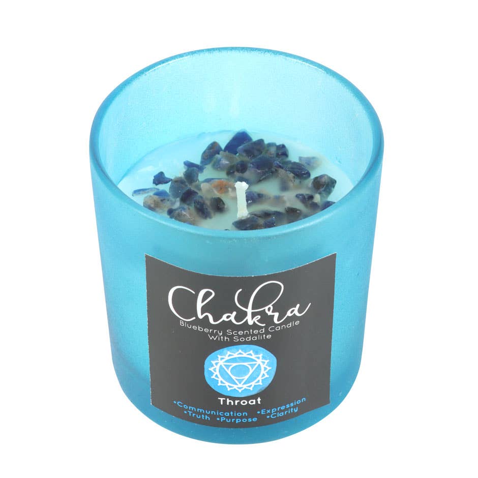 Throat Chakra Blueberry Crystal Chip Candle