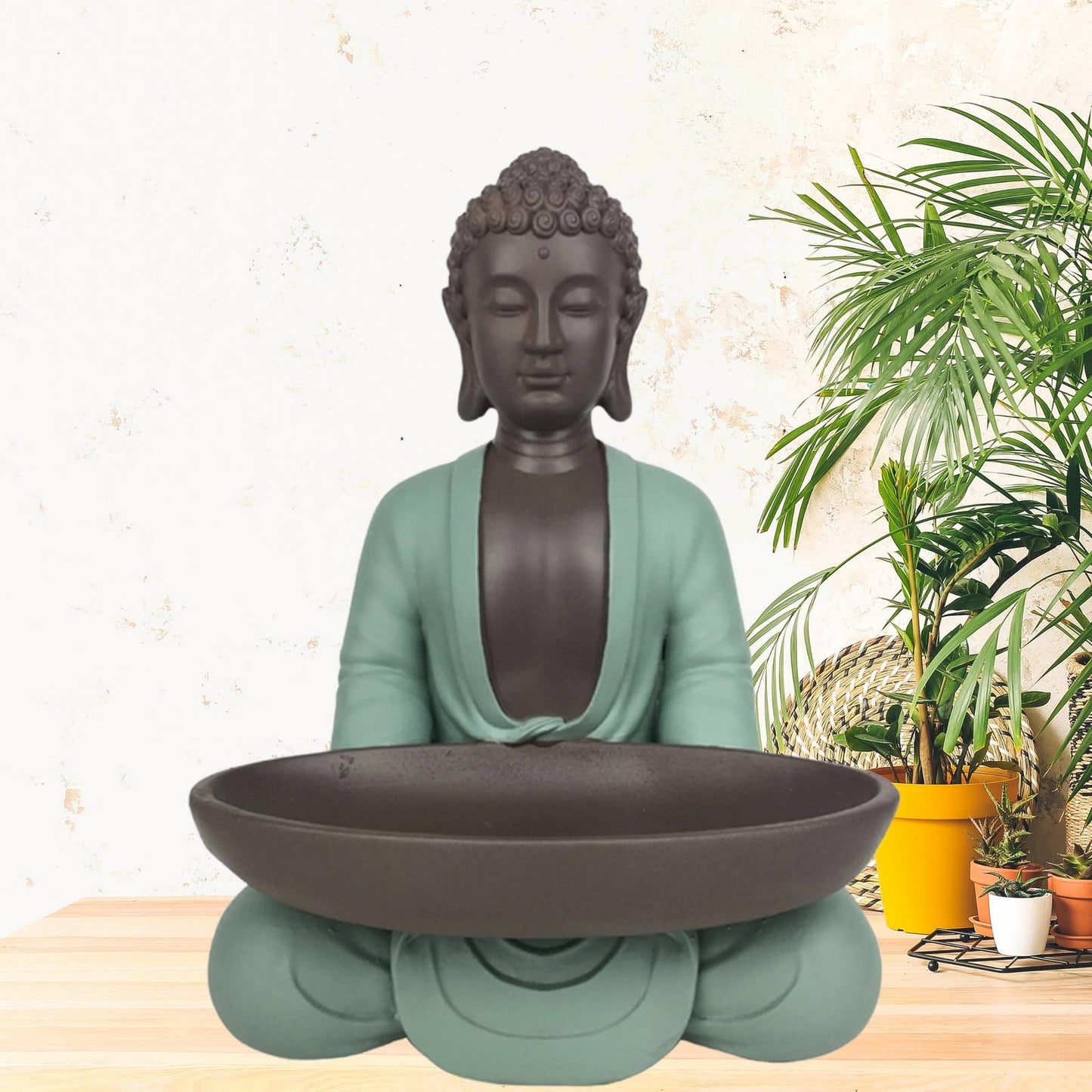 Buddha figur med fat- Feng Shui
