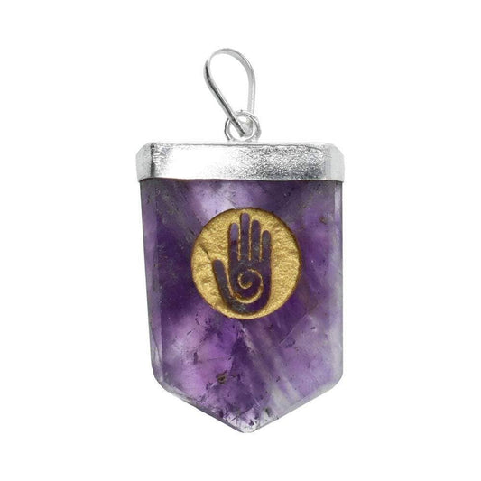 Hopi Hand Amethyst Pendant in Silver Bano