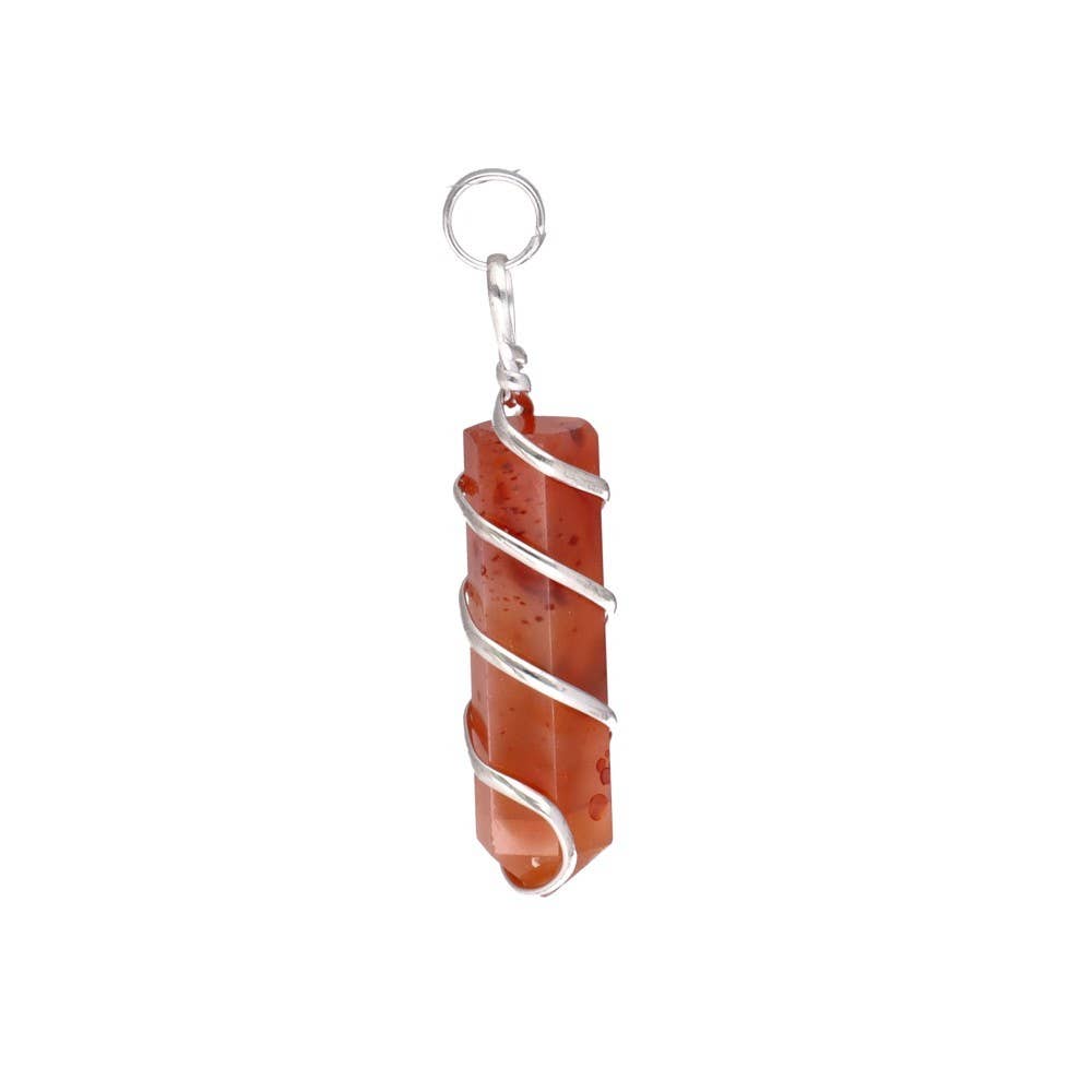Carnelian Point Pendant with Spiral in Silver Bath
