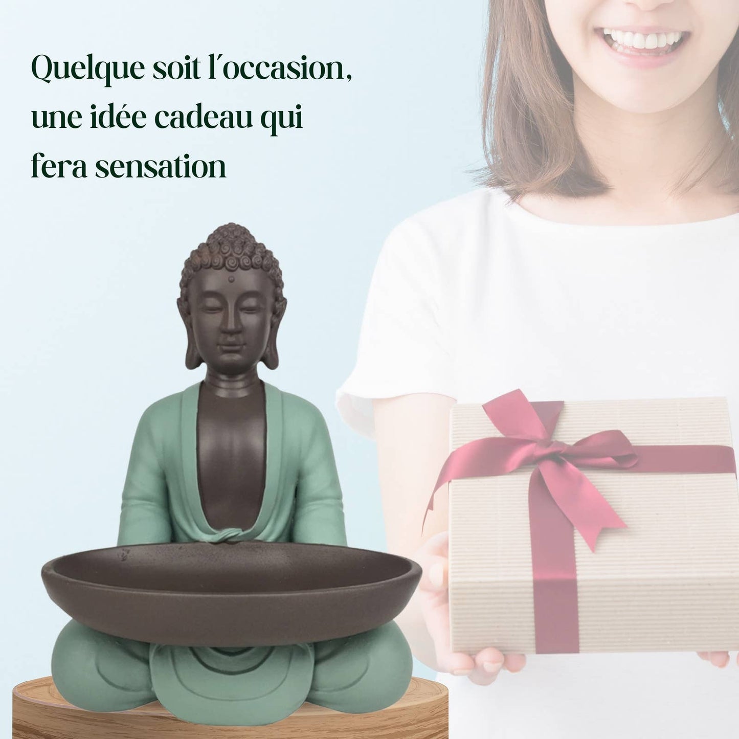 Buddha figur med fat- Feng Shui