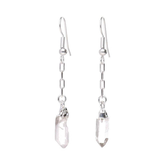 Long earrings with quartz tip