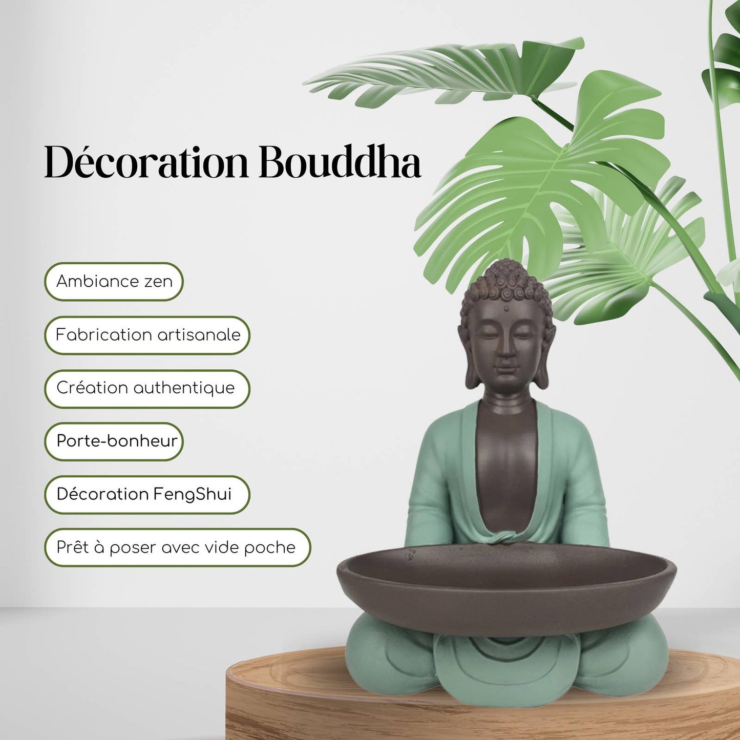 Buddha figur med fat- Feng Shui