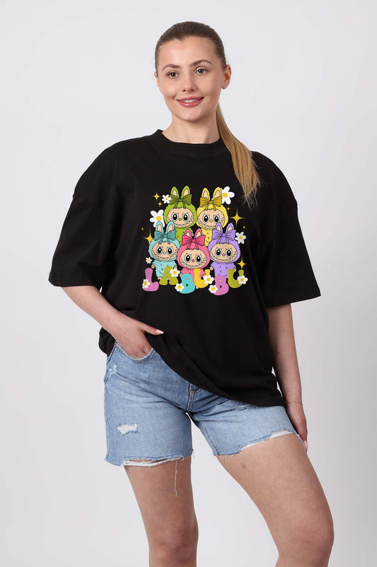 Oversized T-Shirt Labubu Daisy Squad Print