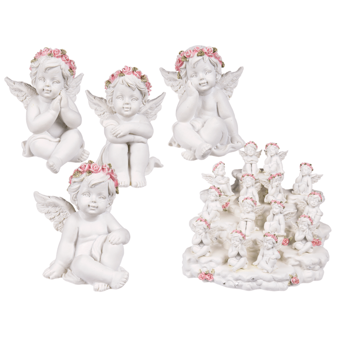 Englefigur med Rosa Rosenkrans