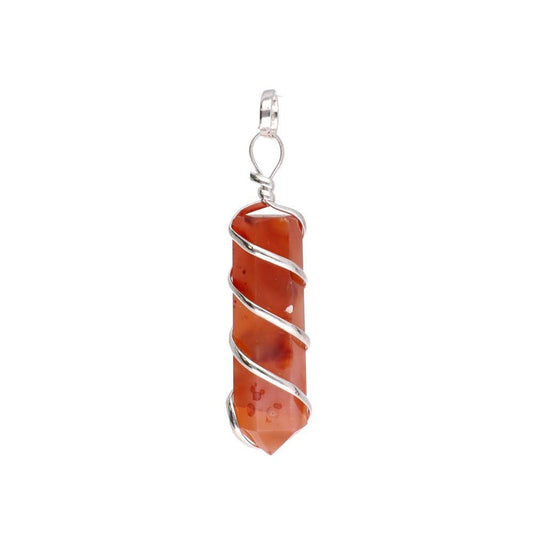 Carnelian Point Pendant with Spiral in Silver Bath