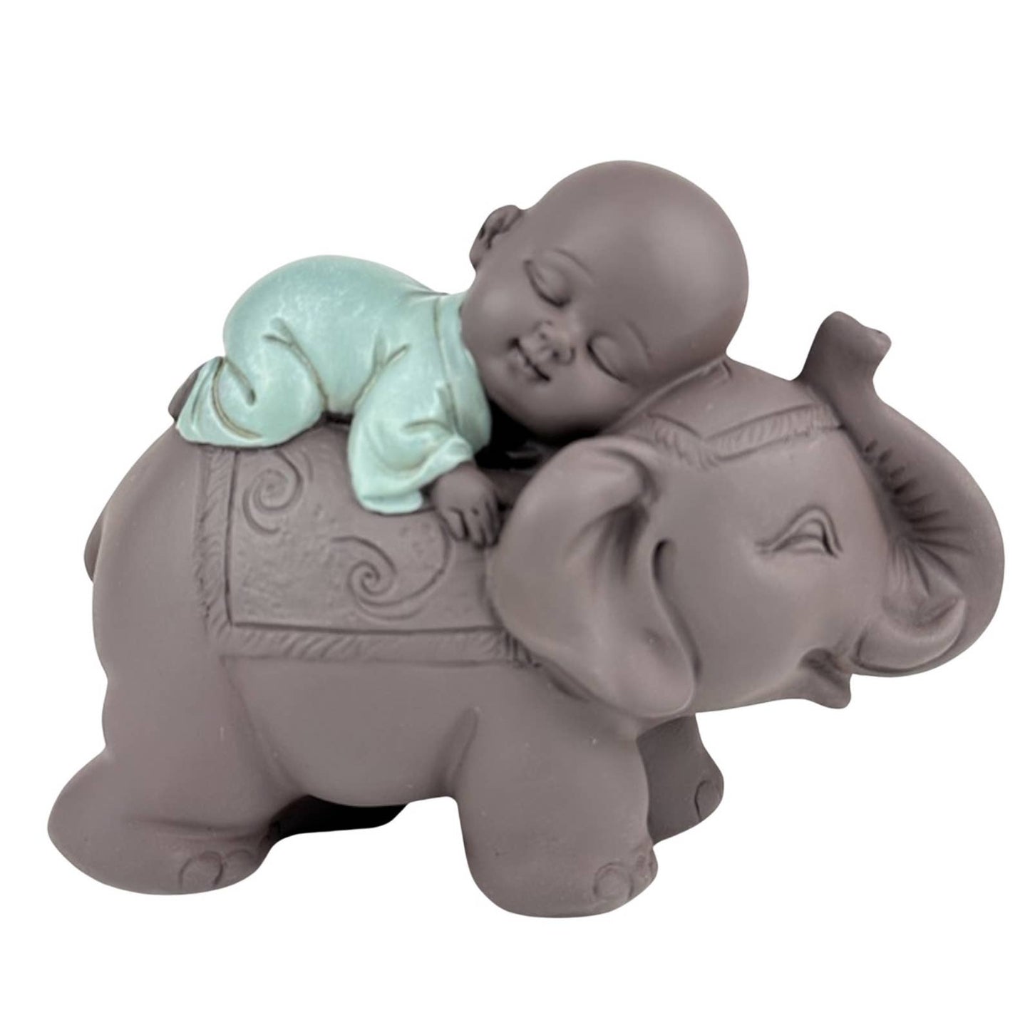 Buddha baby figur på en Feng Shui Lucky Elephant
