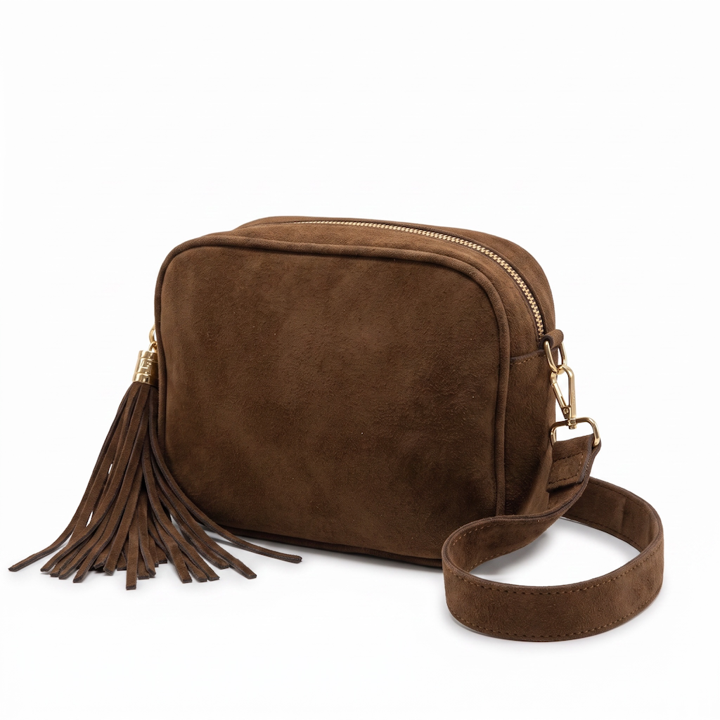Brun skulderveske med dusk 008-339